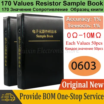 0603 Ассортимент Резисторов Комплект Микросхем SMD Sample Book Точность 1% SMT 170 Значений Каждое Значение 50шт 0R-10M Ом 10K 100K 1K 1R 100R
