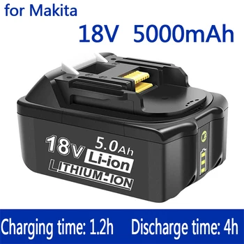 100% Оригинальная Аккумуляторная Батарея Электроинструментов Makita 18V 5000mAh со Светодиодной Литий-ионной Заменой LXT BL1860B BL1860 BL1850