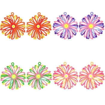 10шт 25*26 мм Полый цветок Филигранные Подвески Многоцветный Классический кулон Маргаритка для изготовления ювелирных изделий своими руками C11617