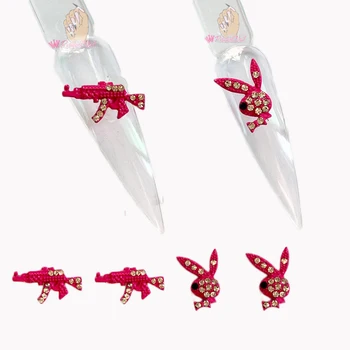 10шт Модные Пистолеты Подвески-зайчики 3d Аксессуары для ногтей Использование Для акриловых художественных украшений
