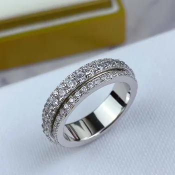 2022 Качественные ювелирные изделия известного бренда Lucky Rotatable Rings для женщин с кристаллом циркона 5A Роскошный дизайнерский подарок