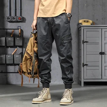 2022 Мужские брюки-карго Черные хлопчатобумажные Летние укороченные брюки для мужчин-шаровары Для мужа, Рабочая Уличная одежда Z396