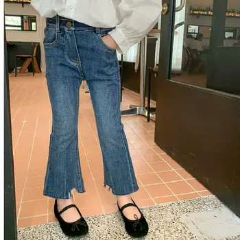 2023 Джинсовые брюки для маленьких девочек Весна Осень Модные повседневные джинсы для детей Детская одежда Брюки