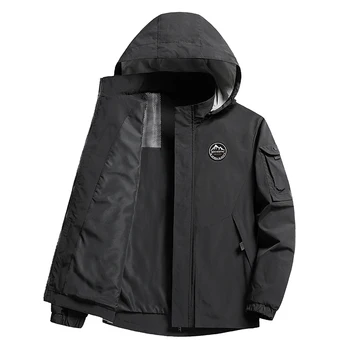 2023 Мужская Весенне-осенняя модная городская повседневная Ветрозащитная дышащая куртка, пальто, мужская съемная шляпа большого размера, рабочая одежда, куртка
