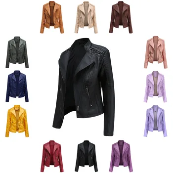 2023 новая весенне-осенняя женская кожаная куртка, женская короткая куртка, тонкая кожаная куртка, женский мотоциклетный костюм