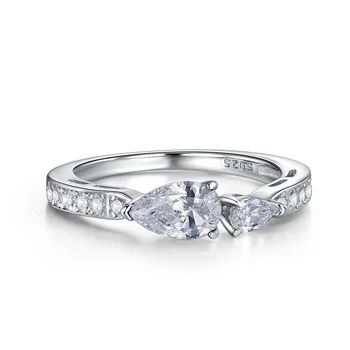 2023 Новое кольцо S925 Silver Sapphire 5 * 8 с синим бриллиантом грушевидной формы для женщин в Европе и Америке
