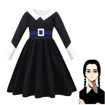 2023 Новое платье с длинными рукавами для девочек Adams, черное детское платье с героями мультфильмов, такое же, как в фильме 