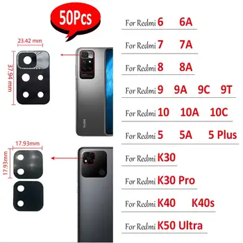 50шт, Оригинал Для Xiaomi Redmi 5 5A 5 Plus 10A 10C 9T K40s 6A K50 Ultra K20 Задняя Камера Стеклянный Объектив Задняя Крышка С Клеем