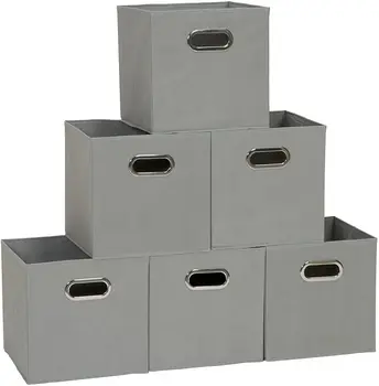 84-1 Складные тканевые ящики для хранения | Набор из 6 кубиков Cubby с ручками | чайный пакетик, 6 фунтов, 6 отсчетов
