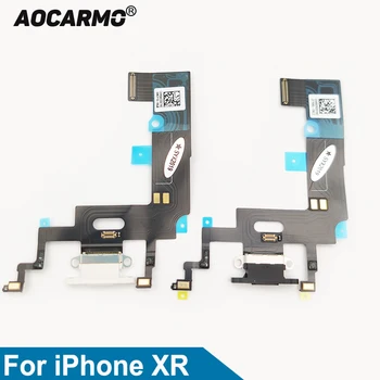 Aocarmo для iPhone XR Порт зарядки Док-станция для зарядного устройства USB-разъем Гибкий кабель для микрофона Белая/черная Запасная часть