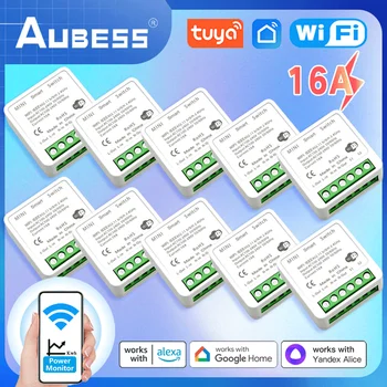 AUBESS Tuya Гаджеты Для Умного Дома Mini WiFi Smart Switch Модуль Реле Включения Света Голосовое Управление Для Alexa Alice Google Assistant