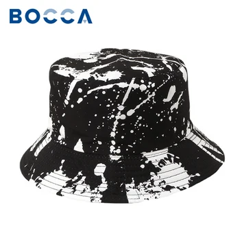 Bocca Bucket Hat Splash Ink Двухсторонние Реверсивные шляпы Хлопчатобумажная Складная кепка Унисекс Черный Белый Рыбак Gorros Уличный хип-хоп