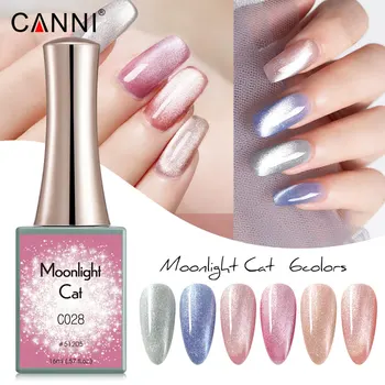 CANNI 16 мл Гель-лака для ногтей Moonlight Sparkle Diamond Cat Eye Великолепный цвет, Полное покрытие, Venalisa Pink Nude, Полупостоянный Лак для ногтей