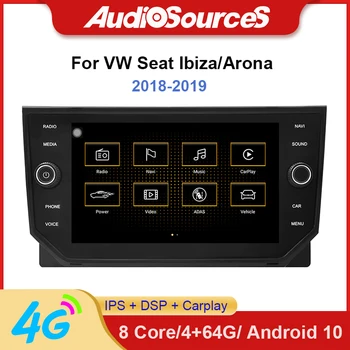 CarPlay Автомобильный GPS-Навигатор Android Auto 8Core 4 + 64G Автомобильный Радио Мультимедийный Видеоплеер Android 10 Для SEAT Ibiza/Arona 2018-2019
