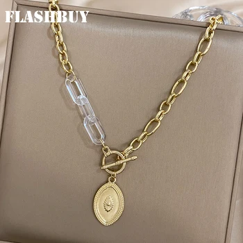 FLASHBUY Ожерелья-цепочки золотого цвета для женщин, Новая геометрическая подвеска-шарм, ожерелье-цепочка из металлического сплава, ювелирный подарок Fahsion