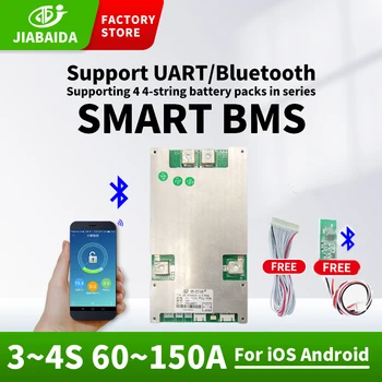 JBD Smart BMS 4S 150A LiFePO4 100A 80A 60A с Подключением Серии NTC Bluetooth 4S 12V Lifepo4 Литиевая Батарея для электровелосипеда