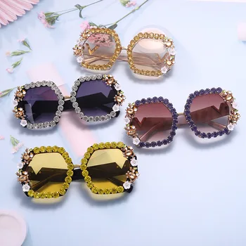 Mosengkw Новые женские солнцезащитные очки в цветочек роскошного бренда ручной работы со стразами в стиле ретро