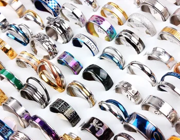 QianBei Унисекс 50шт Мужские женские кольца для пальцев из нержавеющей стали в смешанном стиле Новые ювелирные изделия Бесплатная доставка