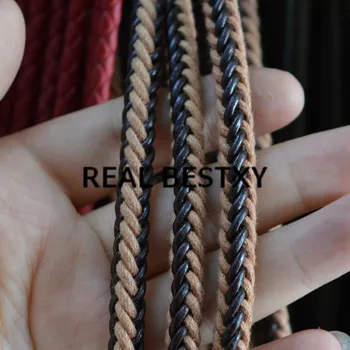 REAL BESTXY 5 м/лот, 6 мм кожаные и веревочные плетеные шнуры для изготовления браслетов, кожаные шнуры своими руками, кожаные полоски оптом от фабрики