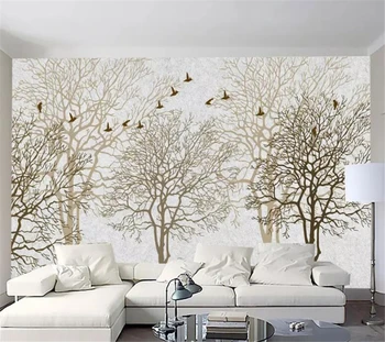 wellyu Пользовательские обои 3d фотообои простые европейские деревья абстрактная ручная роспись тв фон обои декоративная роспись