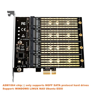 Адаптер PCIE-M2 PCI Express X1 3.0 с 4 Портами B Key M.2 NGFF SATA SSD Адаптер PCI-E M.2 Адаптер Карты расширения Riser