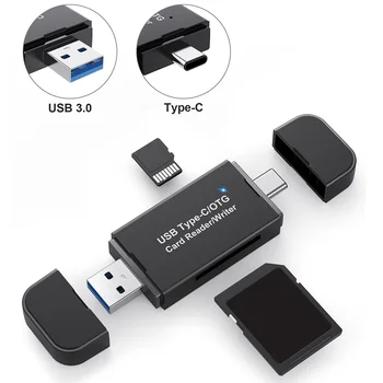 Адаптер для чтения SD-карт Micro USB C 3.0 с двумя картами для чтения SD OTG TF Card Reader для Macbook Apple Android Phone Tablet