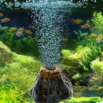 Аквариум в форме вулкана Кислородный насос аквариум для рыб Воздушный пузырь Орнамент-декоративный камень