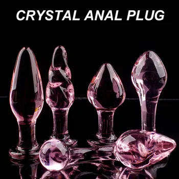 Аметистовый кристалл Розовое Стекло Анальная пробка Расширитель для мастурбации взрослых Секс-игра для пары, стимулирующая Игрушка