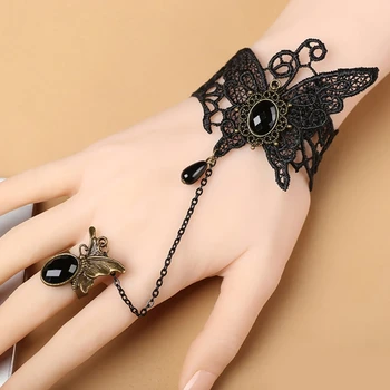 Бабочка-кружевная цепочка для рук, кольцо, браслет, цепочка из страз-бусин, браслет на палец, милые украшения для рук для женщин, подарки для девочек