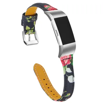 Браслет из искусственной кожи с цветочным принтом для часов Fitbit Charge 5, сменный кожаный ремешок, браслет в стиле ретро, Аксессуары для часов