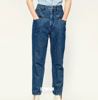 В продаже модные женские синие джинсы с высокой талией и брюки-карандаш сезона Весна-лето 2022
