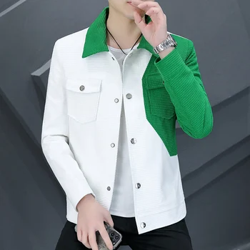 Весенне-осенняя мужская куртка в корейском стиле, повседневная куртка-карго, пальто в стиле пэчворк, свободная мужская верхняя одежда, пальто