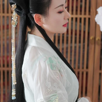 винтажная бусина и жемчуг ручной работы с длинной кисточкой для аксессуаров-заколок для волос, головных уборов, причесок для кимоно hanfu COSPLAY XZ