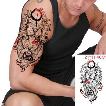 Водонепроницаемые временные татуировки, наклейки, Лев, Животное, Луна, поддельная татуировка, Флэш-татуировка, Рука, Спина, Нога, боди-арт для женщин и мужчин