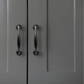 Выдвижной ящик шкафа Американская Черная дверная ручка шкафа Европейский шкаф с одним отверстием, расстояние между отверстиями для маленькой ручки 76 мм