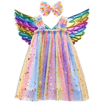 Детская одежда для девочек без рукавов с цветочным рисунком, сетчатое платье длиной до колен, детский карнавальный костюм 2-8 лет, свадебная юбка принцессы