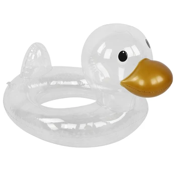 Детское надувное кольцо для плавания ID25cm Прозрачная утка, детские плавающие водные игрушки, тренажер для безопасности бассейна для детей 3-8 лет