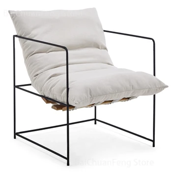 Диван-кресло Nordic Lazy Роскошный Одноместный железный обеденный стул Современная минималистичная дизайнерская мебель для гостиной Обеденный стул для переговоров