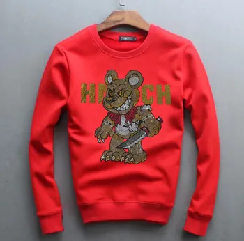 Дизайнерский свитер со стразами в стиле аниме, уличная одежда, мужская толстовка в стиле хип-хоп, мужская повседневная одежда