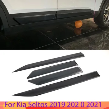 Для Kia Seltos 2019 2020 2021 Боковая Дверь Автомобиля Из Углеродного Волокна Защитные Планки Кузова Протектор Декоративная Накладка Внешние Аксессуары