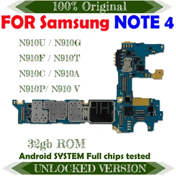 для Samsung Galaxy Note 4 32gb Оригинальная Разблокированная Материнская плата N910U N910G N910F N910T N910C N910A N910P N910V Европейской Версии