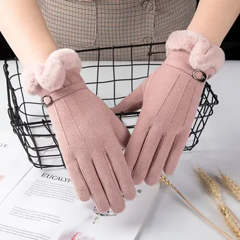 Женские Однотонные Кашемировые перчатки длиной до запястья, идеально подходящие для зимней езды на велосипеде и вождения, Перчатки для рук