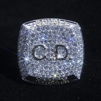 Изготовленное на заказ чемпионское кольцо Лабораторный бриллиант муассанит Серебро 925 пробы 18 Карат 14 карат 10 карат золото