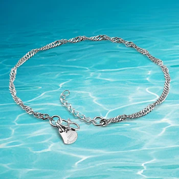 Изысканный тонкий стиль Волна Воды Цепочка стерлингового серебра 925 пробы женский браслет шириной 2,5 мм модный женский браслет вечерние аксессуары