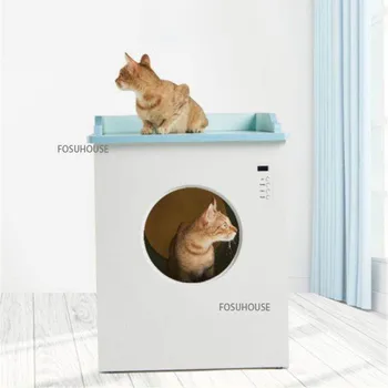 Интеллектуальный ящик для кошачьего туалета, автоматически очищающий, защищающий от запаха и брызг, Негабаритный Портативный кошачий туалет, Полностью закрытые принадлежности для домашних животных