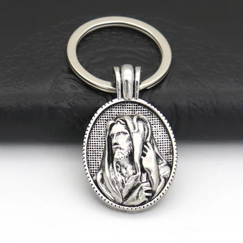 Католический Антикварный Металлический брелок для ключей с резным портретом Святого Иисуса, Брелок для ключей, Женский, Мужской Религиозный Брелок для ключей, Ювелирный подарок