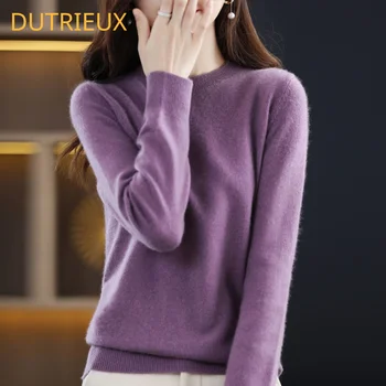 Кашемировый свитер DUTRIEUX, женский свободный повседневный вязаный пуловер с круглым вырезом, новинка 2022 года, осенне-зимний свитер высокого качества.