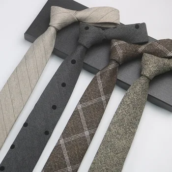Классический Мягкий галстук из смеси шерсти 6,5 см Зелено-серый Однотонный галстук в полоску в горошек Свадебный смокинг Костюм Подарочные галстуки для вечеринок