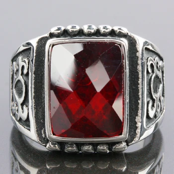 Кольца из красного хрусталя и нержавеющей стали для женщин, мужское кольцо на палец в стиле панк-хип-хоп