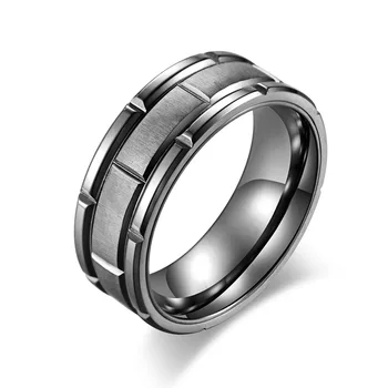Комбинированные кольца из титана и нержавеющей стали с матовой отделкой для мужчин и женщин, мужские кольца со скошенным краем, пара модных украшений